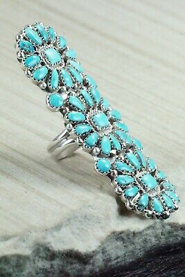 Turquoise and Sterling Silver Ring - Justina Wilson - Size 7.75