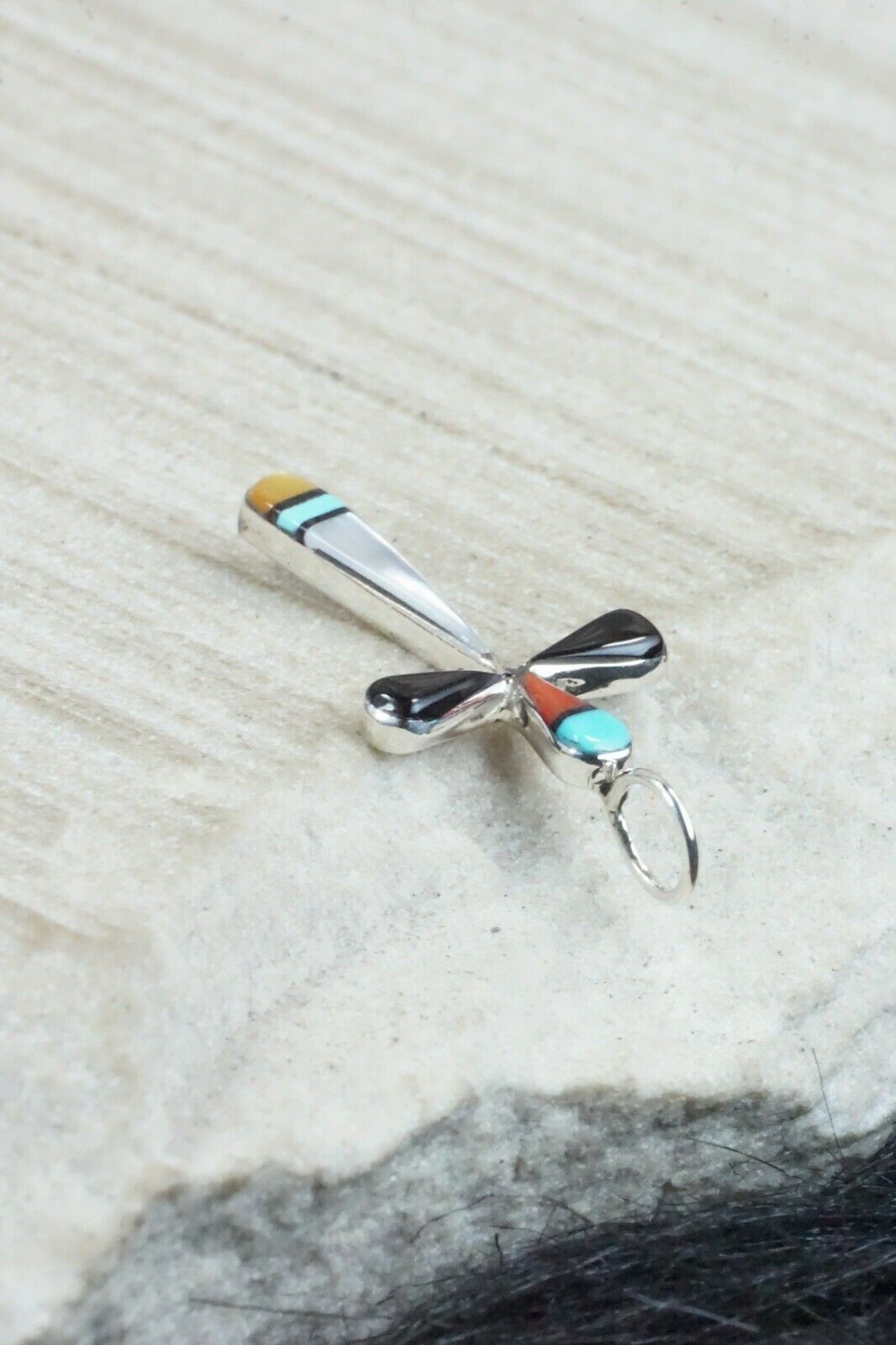 Multi Stone & Sterling Silver Cross Pendant - Lynette Bowannie