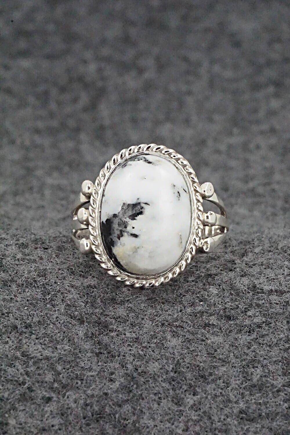 White Buffalo & Sterling Silver Ring - Grace Kenneth - Size 7.5