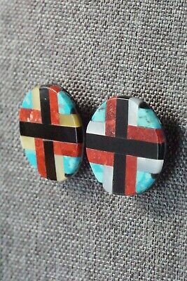Multi Stone Inlay & Sterling Silver Earrings - Chaslyn Crespin
