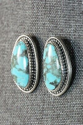 Turquoise & Sterling Silver Earrings - Raymond Delgarito - High Lonesome Trading
