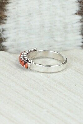 Coral & Sterling Silver Ring - Irma Unkestine - Size 7.25