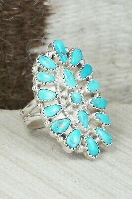 Turquoise and Sterling Silver Ring - Justina Wilson - Size 9.5