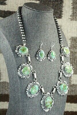 Turquoise & Sterling Silver Necklace and Earrings Set - Tom Lewis