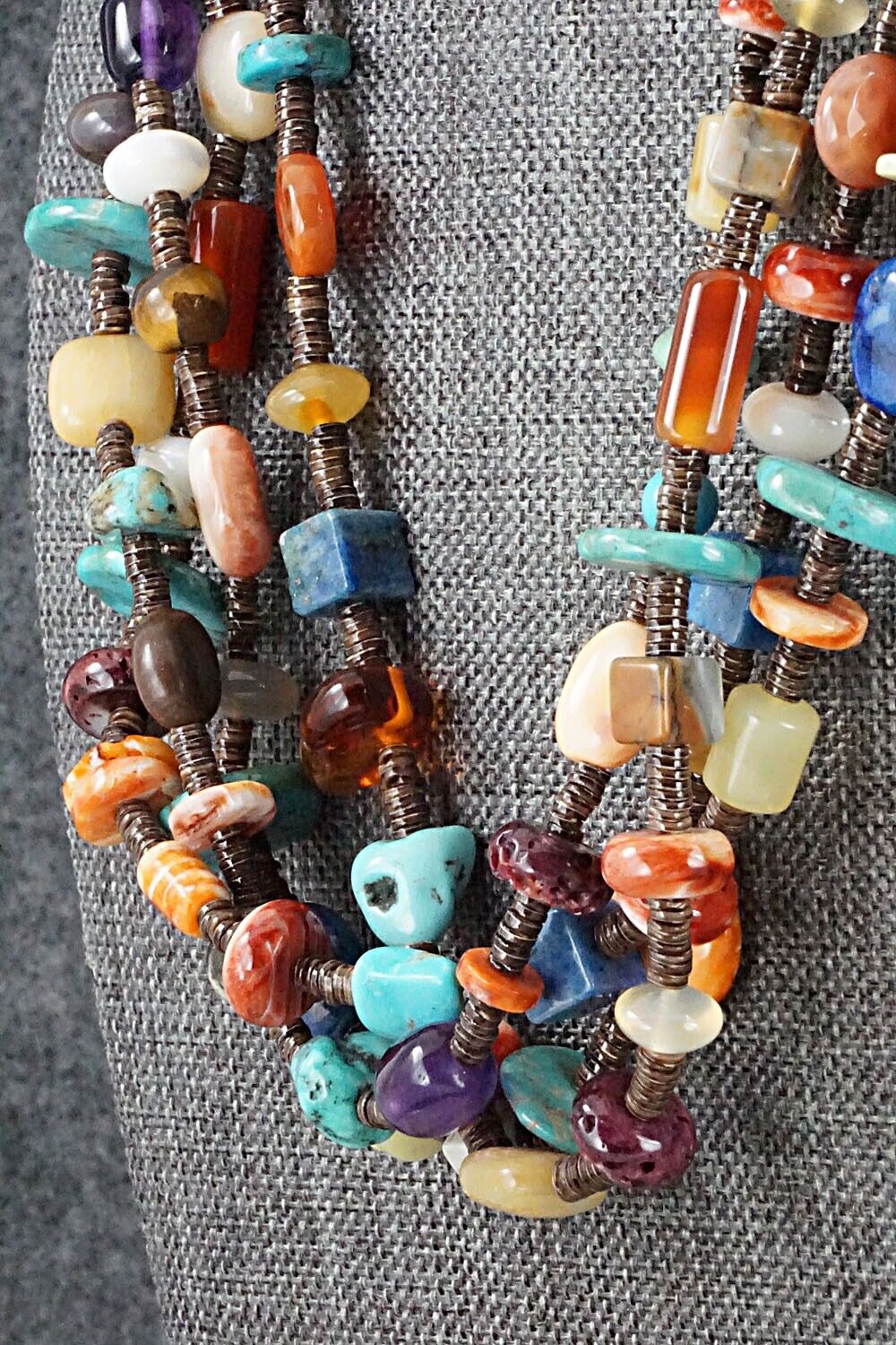 Multi Stone and Sterling Silver Necklace - Helen Tsosie