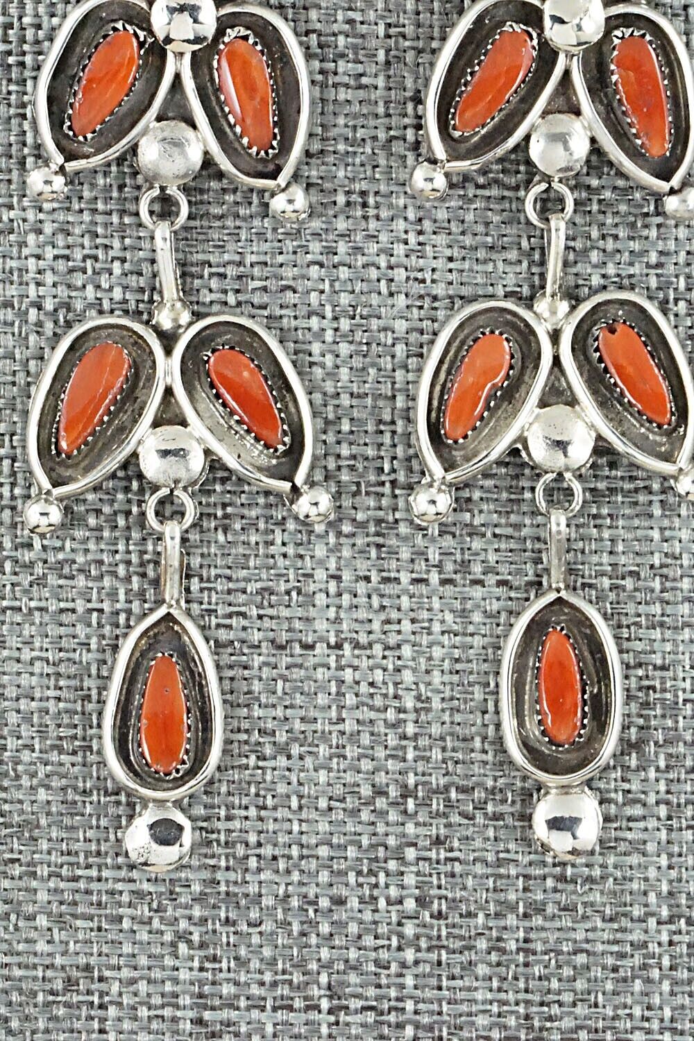 Coral & Sterling Silver Earrings - Viola Bobelu