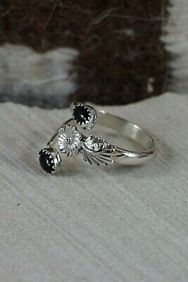 Navajo Onyx and Sterling Silver Ring - Roger Pino - Size 8.5 - High Lonesome Trading