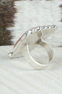 Spiny Oyster & Sterling Silver Ring - Delbert Arviso - 8