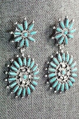 Navajo Turquoise and Sterling Silver Earrings - Nathaniel Nez