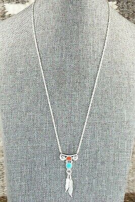 Turquoise, Coral & Sterling Silver Necklace - Sharon McCarthy