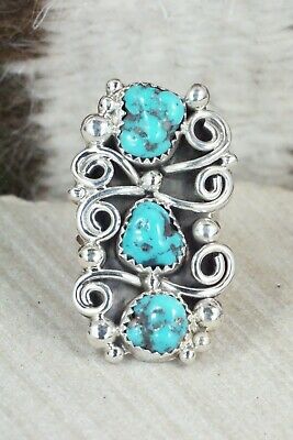 Turquoise & Sterling Silver Ring - Shirley Largo - Size 5.75