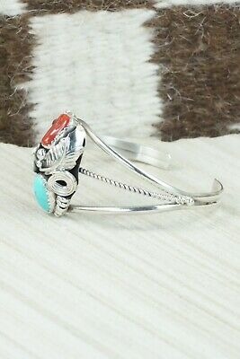Turquoise, Coral & Sterling Silver Bracelet - Michael Calladitto