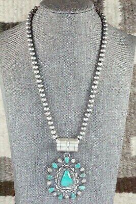 Turquoise and Sterling Silver Pendant & Necklace - Tom Lewis - High Lonesome Trading