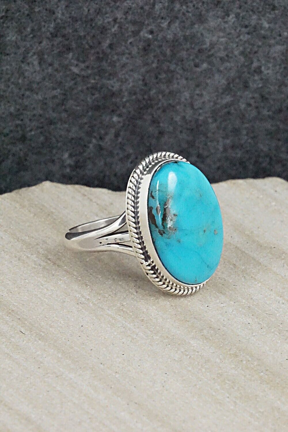 Turquoise & Sterling Silver Ring - Alice Rose Saunders - Size 8