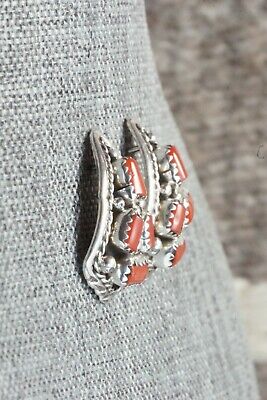Coral & Sterling Silver Earrings - Melvin Chee