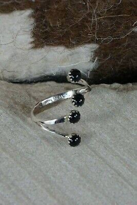 Navajo Onyx and Sterling Silver Ring - Harris Largo - Size 7.5 - High Lonesome Trading