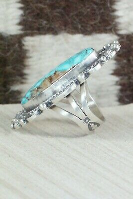 Turquoise & Sterling Silver Ring - Tom Lewis - Size 7.5