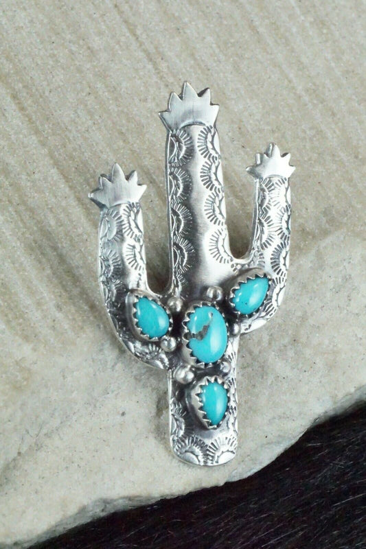Turquoise and Sterling Silver Pendant - Genevieve Francisco - High Lonesome Trading