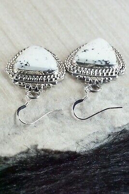 Navajo White Buffalo & Sterling Silver Necklace and Earrings Set - Tom Lewis