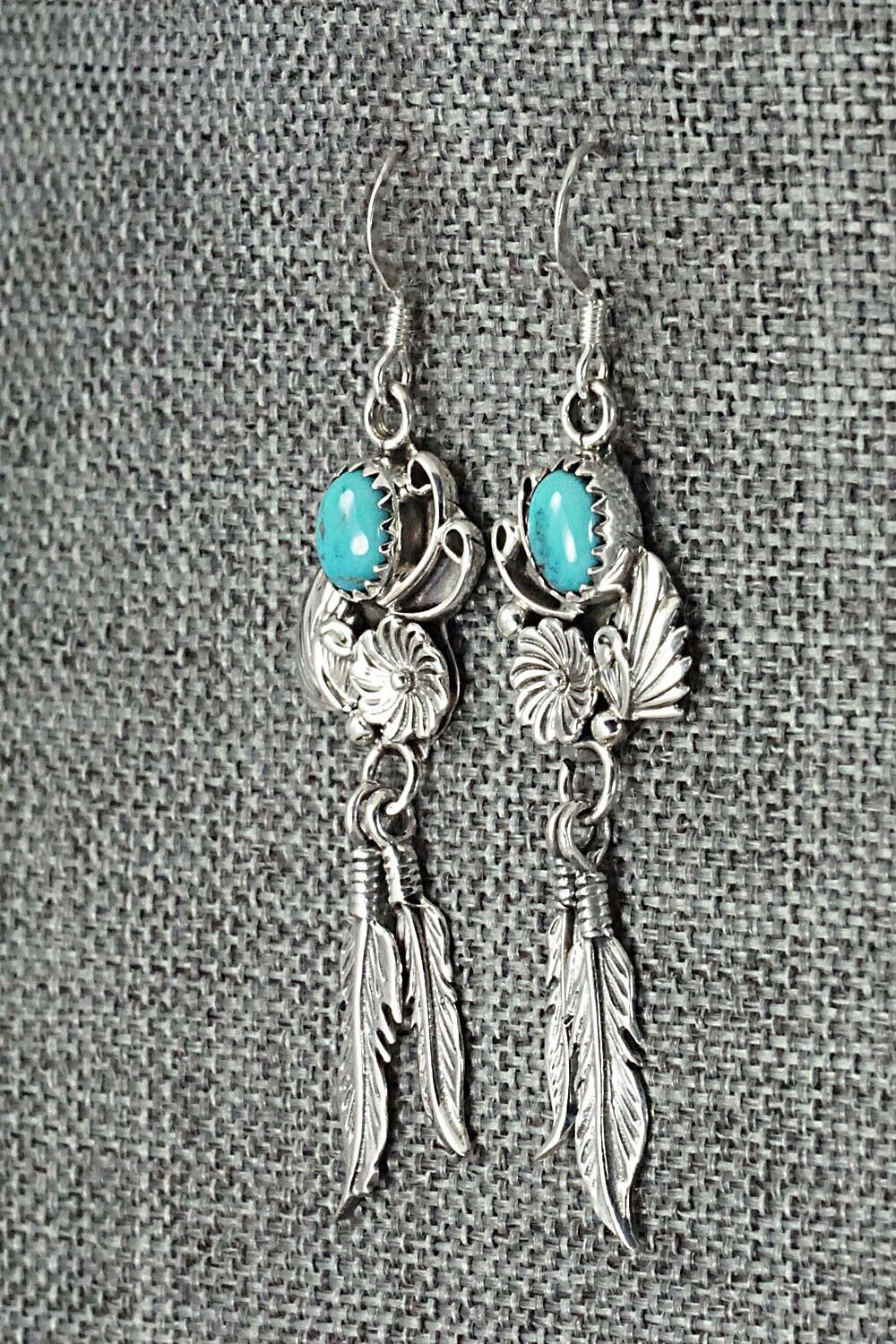 Turquoise & Sterling Silver Earrings - Lee Shorty