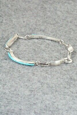 Turquoise & Sterling Silver Bracelet - Roland Natachu