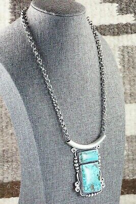 Navajo Turquoise & Sterling Silver Necklace - Raymond Delgarito