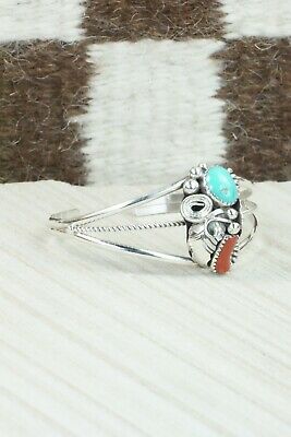 Turquoise, Coral & Sterling Silver Bracelet - Michael Calladitto