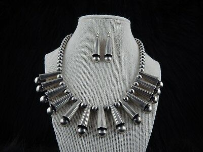 Navajo Sterling Silver Necklace & Earring Set - Geraldine Yazzie - High Lonesome Trading