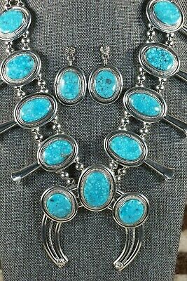 Navajo Turquoise & Sterling Silver Squash Blossom - Raymond Delgarito - High Lonesome Trading