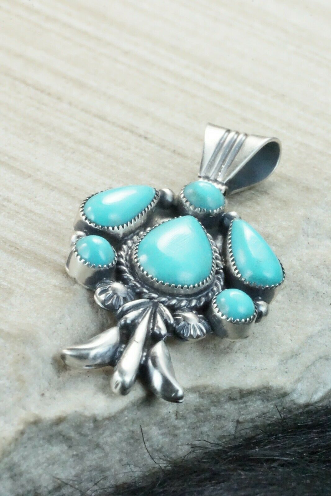 Turquoise and Sterling Silver Pendant - Bobby Platero