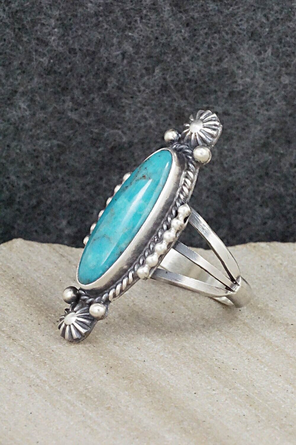 Turquoise & Sterling Silver Ring - Samuel Yellowhair - Size 6.5
