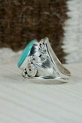 Navajo Turquoise and Sterling Silver Ring - Darrell Morgan - Size 11
