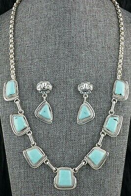 Navajo Turquoise & Sterling Silver Necklace Set - Raymond Delgarito - High Lonesome Trading