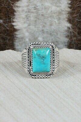 Navajo Turquoise & Sterling Silver Ring - Bobby Platero - Size 10.75