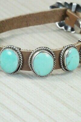 7 Stone Turquoise, Sterling Silver and Leather Bracelet - Danny Martinez - High Lonesome Trading