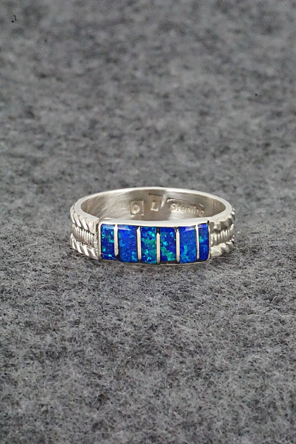 Opalite & Sterling Silver Inlay Ring - Orlando Laweka - Size 7.75