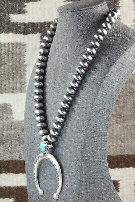Turquoise & Sterling Silver Squash Blossom Necklace - Jan Mariano