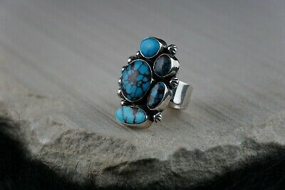 Navajo Turquoise & Sterling Silver Ring - Bea Tom - Size 7.5 - High Lonesome Trading