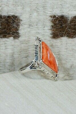 Navajo Spiny Oyster & Sterling Silver Ring - Daniel Benally - Size 8.5