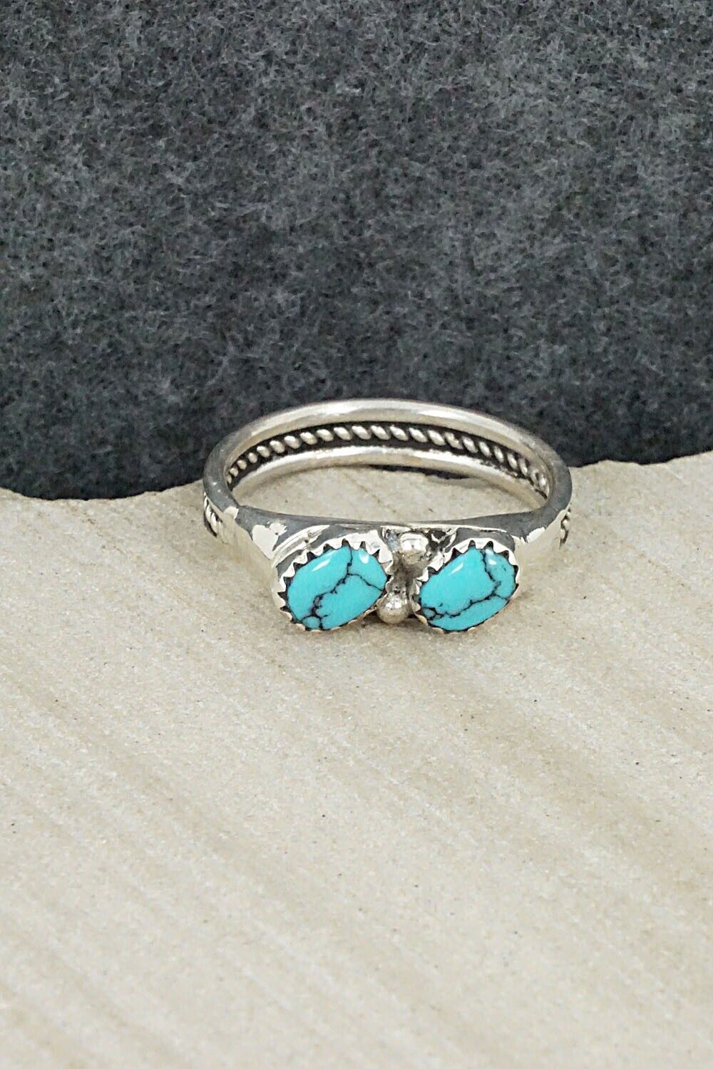 Turquoise and Sterling Silver Ring - Roy Thompson - Size 11.75