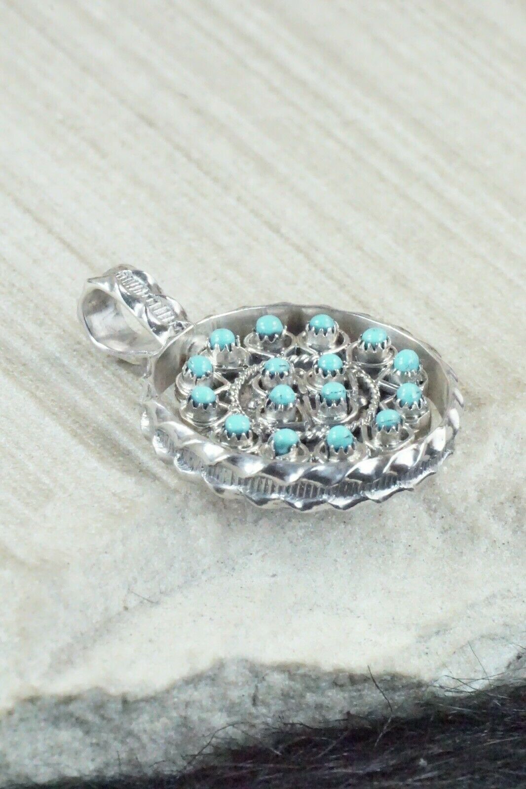 Turquoise, Coral & Sterling Silver Pendant - Waylon Johnson - High Lonesome Trading