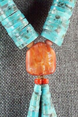 Turquoise & Spiny Oyster Necklace - Lupe Lovato