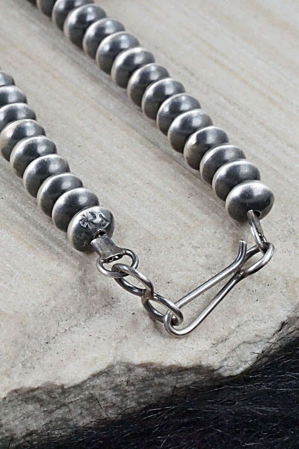 Sterling Silver Navajo Pearl Squash Blossom Necklace - Presley Haley