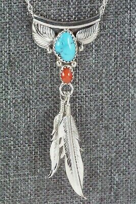 Turquoise, Coral & Sterling Silver Necklace - Sharon McCarthy - High Lonesome Trading