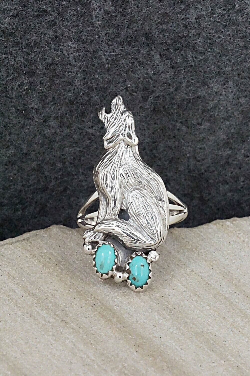 Turquoise & Sterling Silver Ring - Samuel Yellowhair - Size 7
