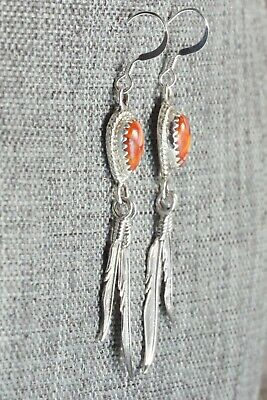 Spiny Oyster & Sterling Silver Earrings - Adalarae Yazzie