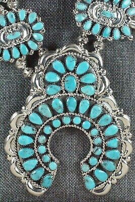 Turquoise & Sterling Silver Squash Blossom Set - Victor Begay