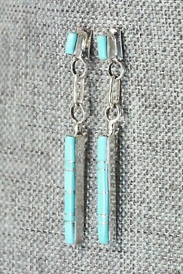 Turquoise & Sterling Silver Earrings - Roland Natachu
