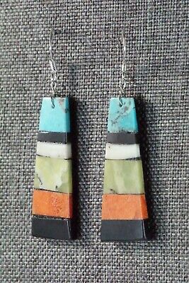 Multi Stone Inlay & Sterling Silver Earrings - Torevia Crespin - Santo Domingo