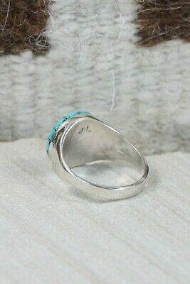 Zuni Turquoise & Sterling Silver Ring - Johnson Laweka - Size 10